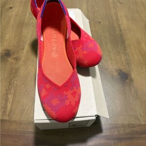Rothy's Red Knit Ballet Flats with Subtle Orange Accents